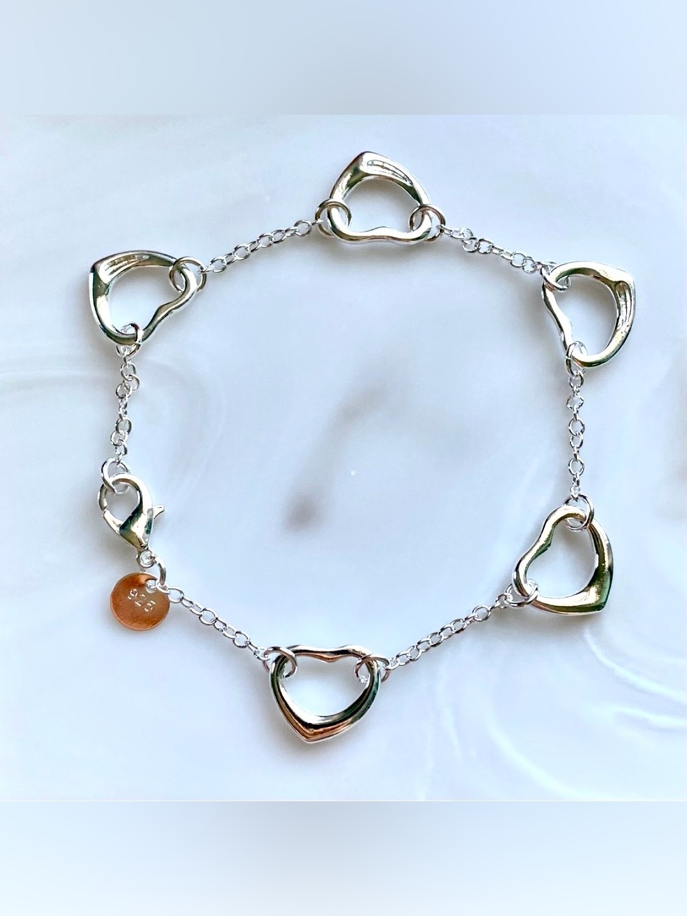 Silver Heart Link Bracelet - Silver